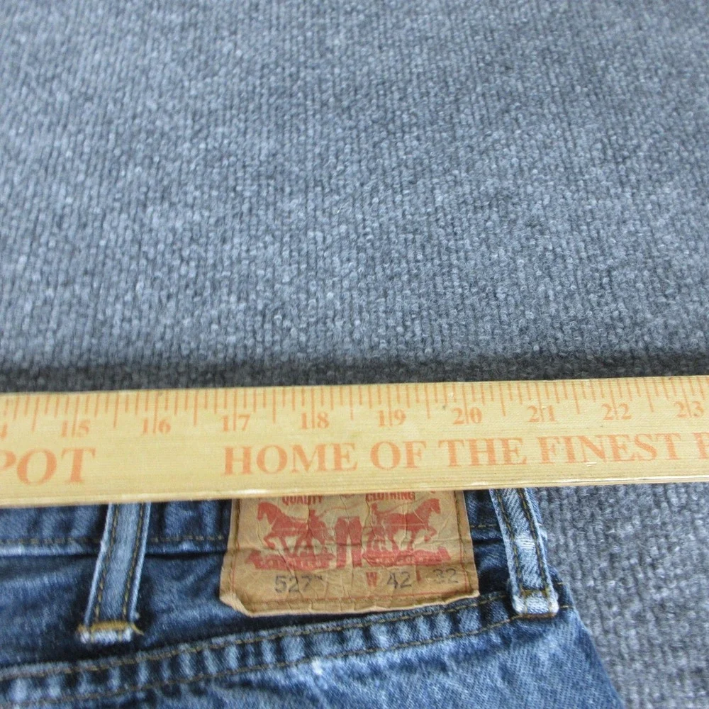 Levis 527 Jeans Mens 42x31 Blue Slim Bootcut Medium Wash Denim Distressed Pants